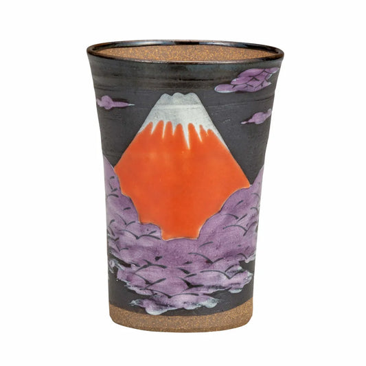 Yoshinori Fukuda Kutani Red Mt.Fuji Beer Mug