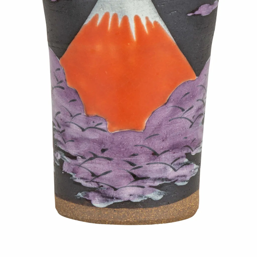 Yoshinori Fukuda Kutani Red Mt.Fuji Beer Mug